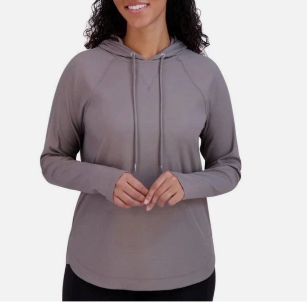 Sage Women's Long Sleeve Ribbed Hoodie Gray S